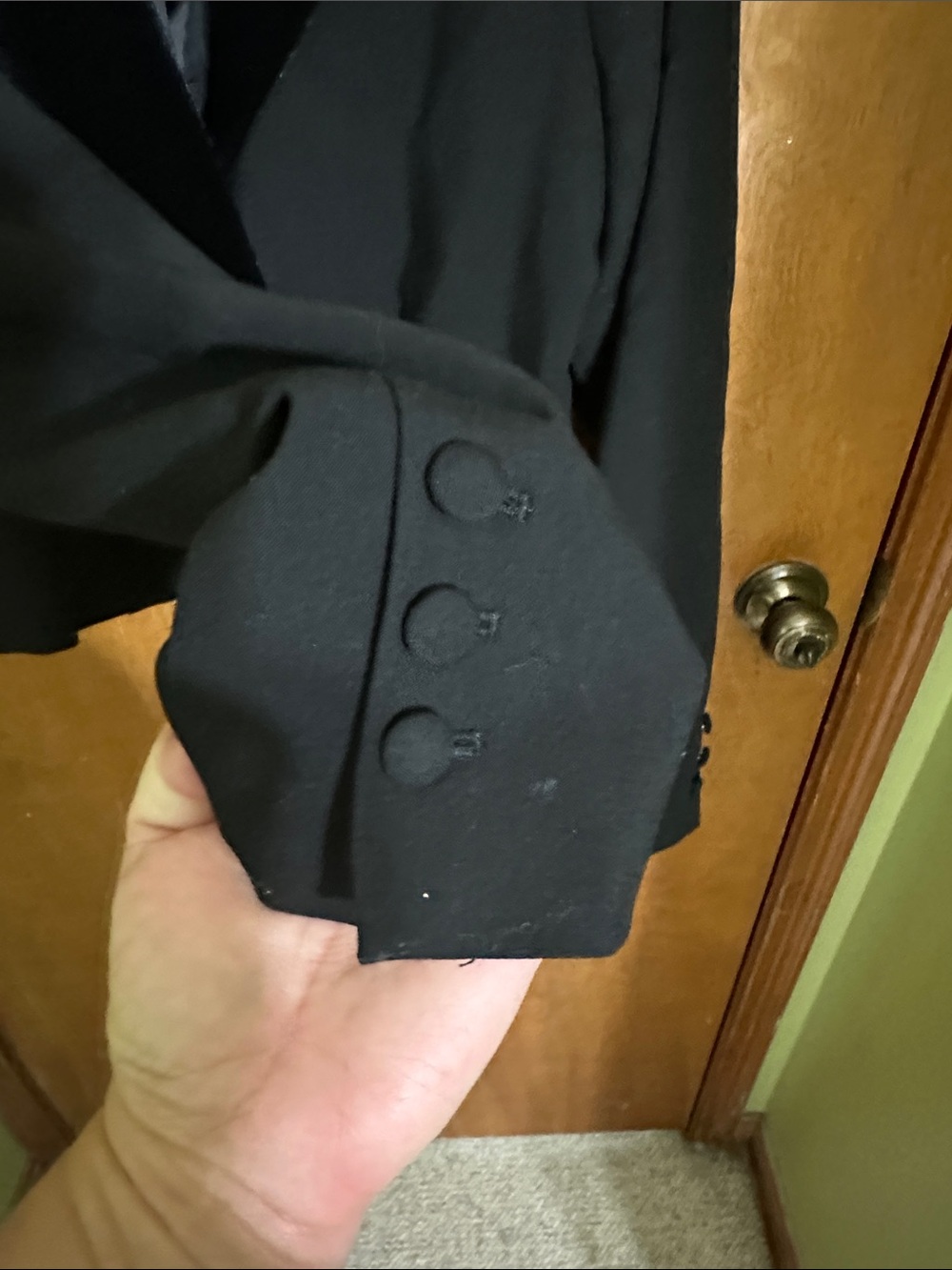 GB Black Cropped Double Breasted Velvet Lapel Blazer Size L - Picture 9 of 13